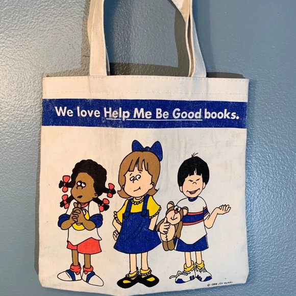 Vintage 1988 Joy Bears We Love Help me be Good Books Kids Tote Bag - Picture 3 of 7